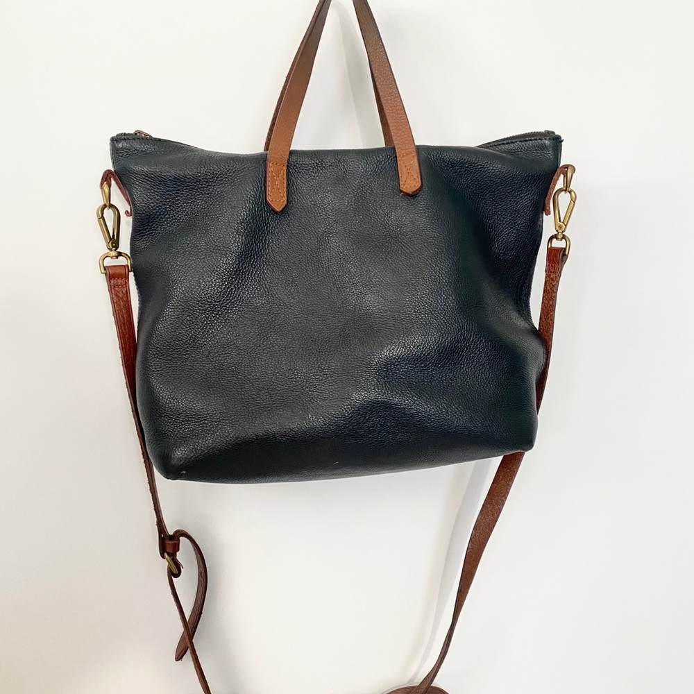 Madewell Zip Top Transport Carry all black brown - Picture 3 of 7